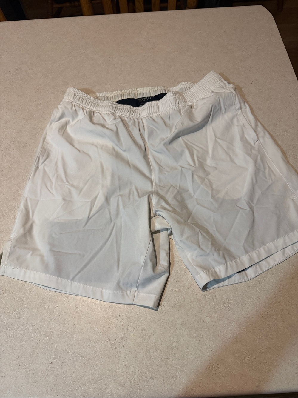 Skora Qwick-Dry Running Shorts Men's M White Lined Pull-On Stretch Active